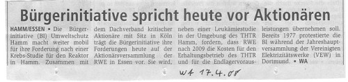 Westfälischer Anzeiger 17.04.2008 