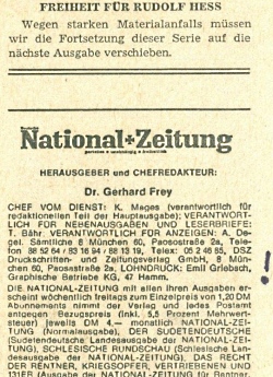 THTR Rundbrief Nr.:149 - Nationalzeitung 1973 1, gedruckt in der Druckerei des 'W A' in Hamm