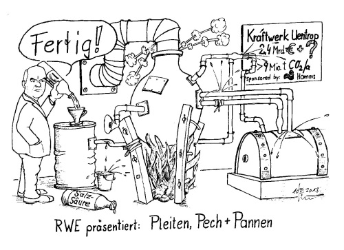 Pleiten, Pech und Pannen - RWE - Zeichnung von Siegbert Künzel