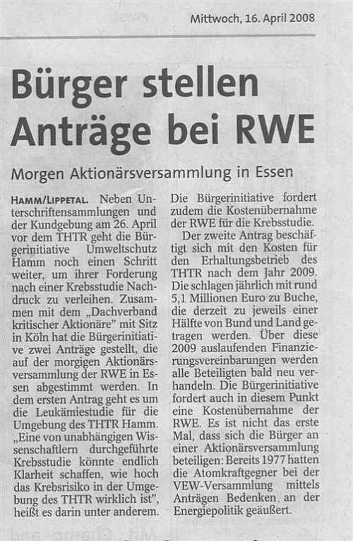 Westfalen Post 16.04.2008
