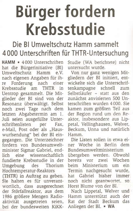 Westfälischer Anzeiger - 1ª página local de 05.07.2008/XNUMX/XNUMX